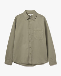 Merz b. Schwanen SHIRT01HB Herringbone L/S Shirt - Army