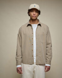 Merz b. Schwanen SHIRT01HB Herringbone L/S Shirt - Dusted Khaki