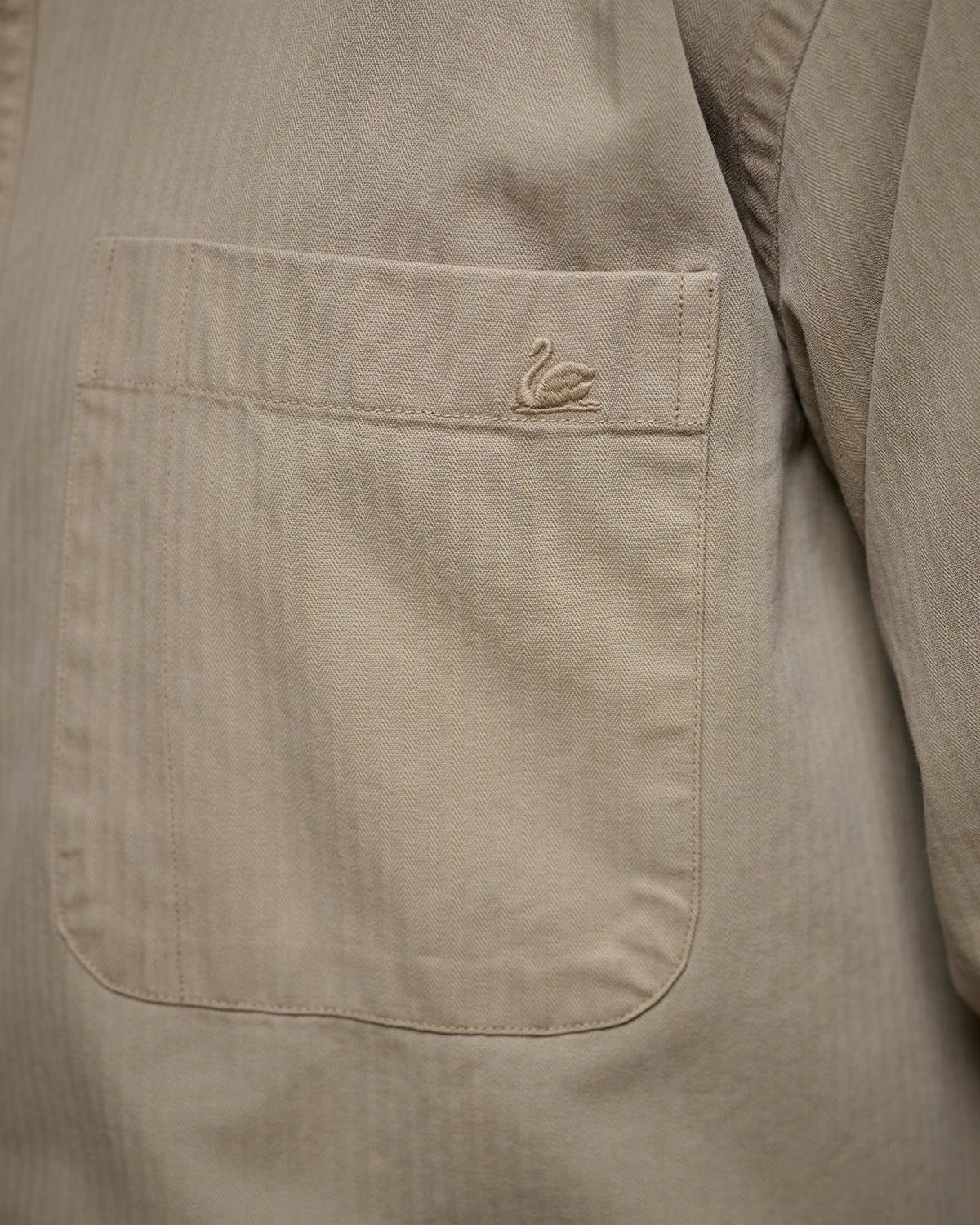 Merz b. Schwanen SHIRT01HB Herringbone L/S Shirt - Dusted Khaki