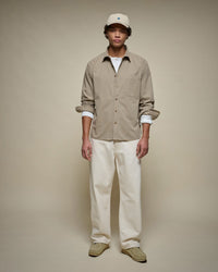Merz b. Schwanen SHIRT01HB Herringbone L/S Shirt - Dusted Khaki