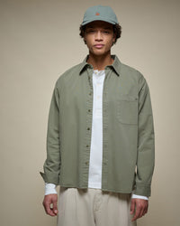 Merz b. Schwanen SHIRT01HB Herringbone L/S Shirt - Army