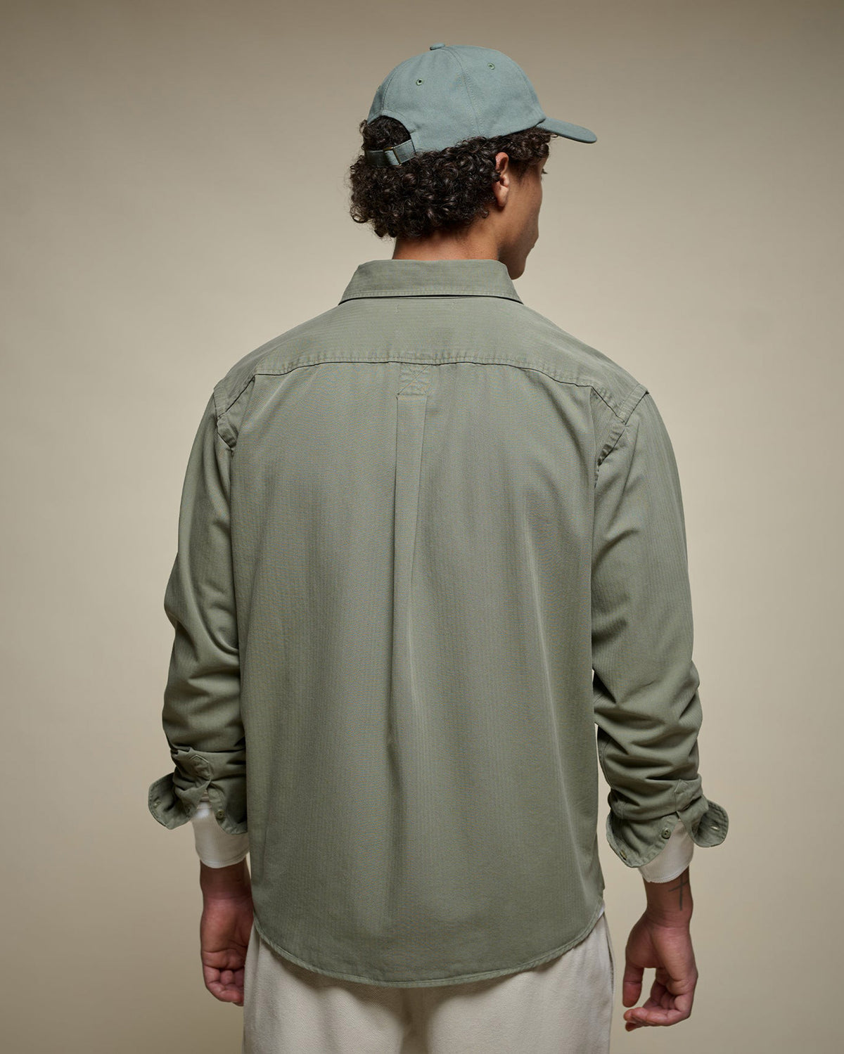 Merz b. Schwanen SHIRT01HB Herringbone L/S Shirt - Army