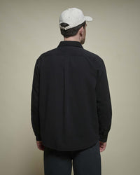 Merz b. Schwanen SHIRT01RT Cotton Twill L/S Shirt - Deep Black