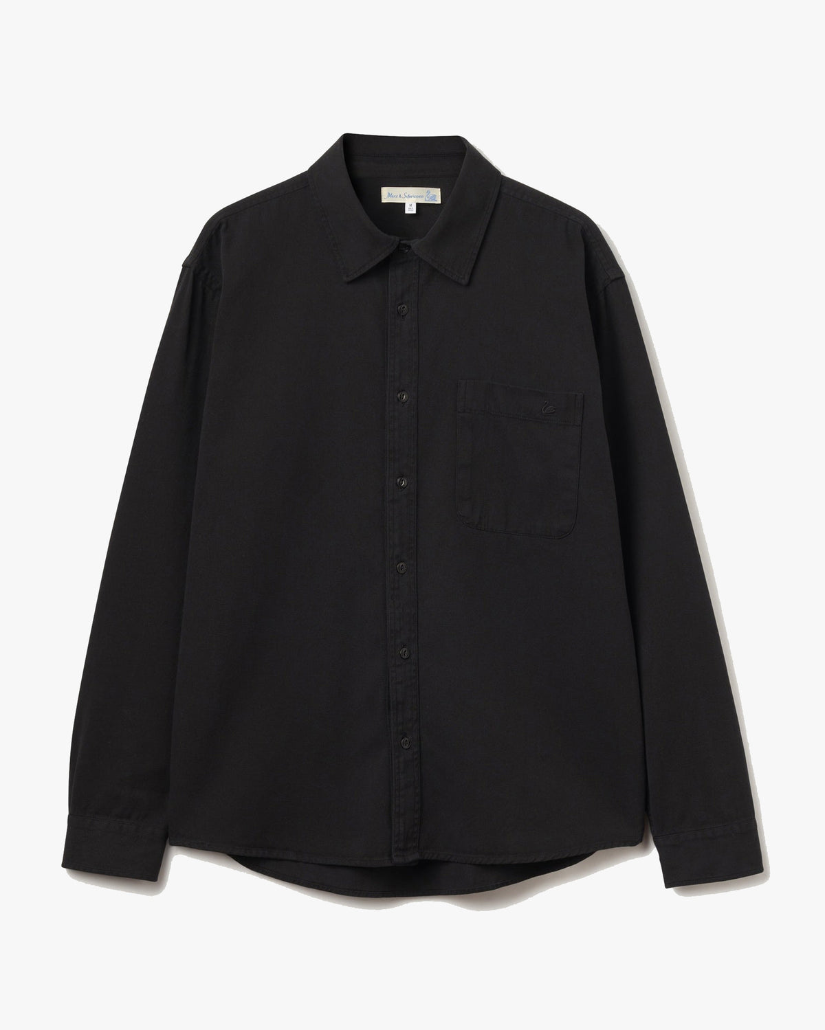 Merz b. Schwanen SHIRT01RT Cotton Twill L/S Shirt - Deep Black