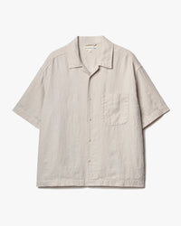 Merz b. Schwanen SHIRT03LI Linen Bowling S/S Shirt - Light Stone