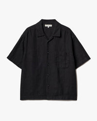 Merz b. Schwanen SHIRT03LI Linen Bowling S/S Shirt - Deep Black