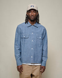 Merz b. Schwanen SHIRT06CH Chambray L/S Shirt - Denim Blue