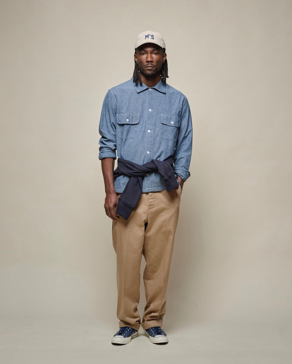 Merz b. Schwanen SHIRT06CH Chambray L/S Shirt - Denim Blue