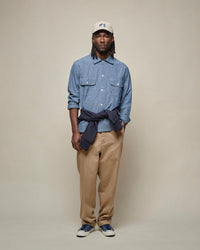 Merz b. Schwanen SHIRT06CH Chambray L/S Shirt - Denim Blue