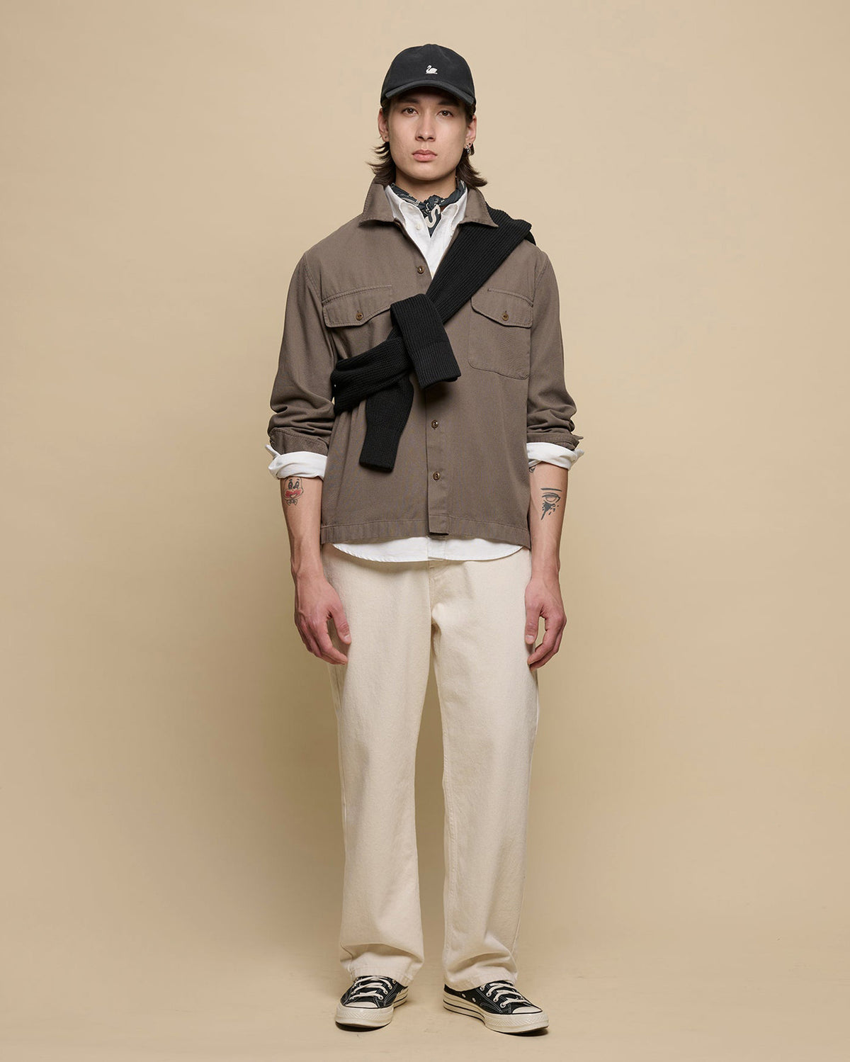Merz b. Schwanen SHIRT06RT Workers Cotton Twill Shirt - Grain | Merz b. Schwanen Shirts | JEANSTORE