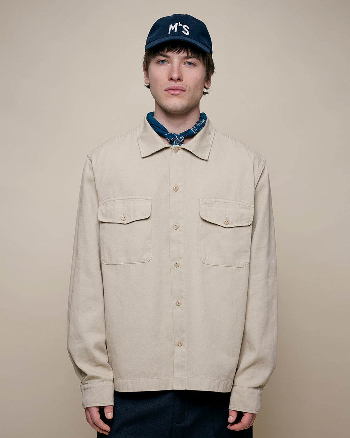 Merz b. Schwanen SHIRT06RT Workers Cotton Twill Shirt - Light Khaki