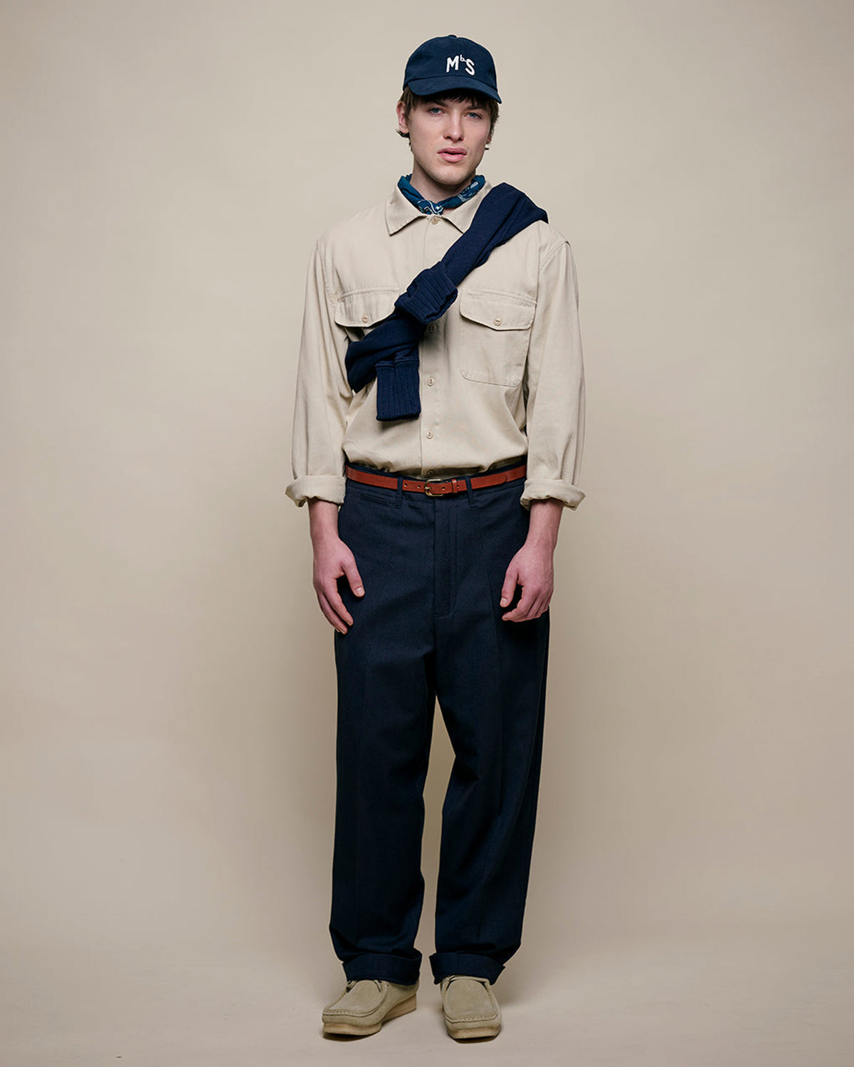 Merz b. Schwanen SHIRT06RT Workers Cotton Twill Shirt - Light Khaki