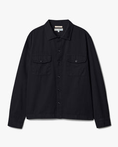Merz b. Schwanen SHIRT06RT Workers Cotton Twill Shirt - Deep Black