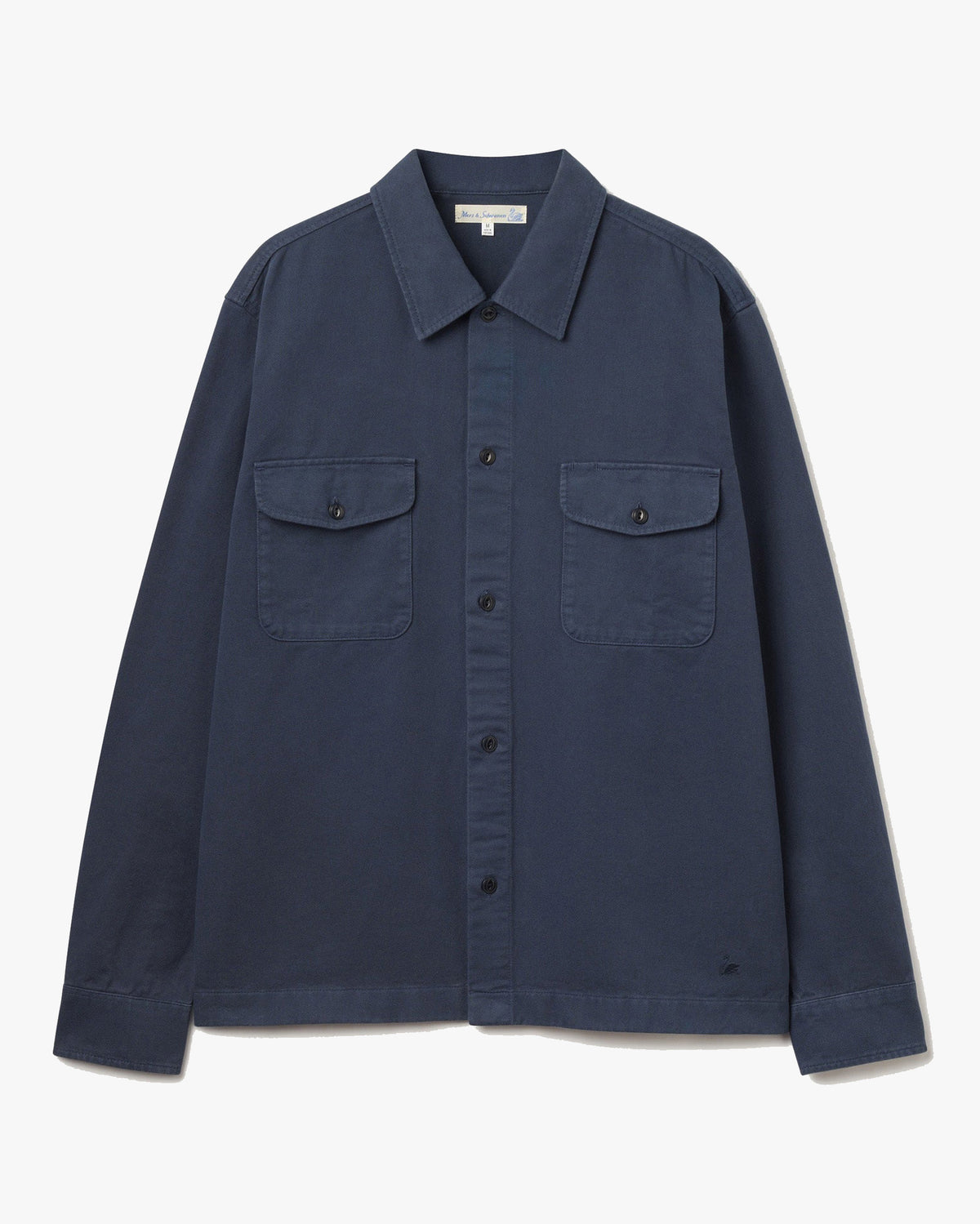 Merz b. Schwanen SHIRT06T Sturdy Workers Cotton Twill Shirt - Night Blue