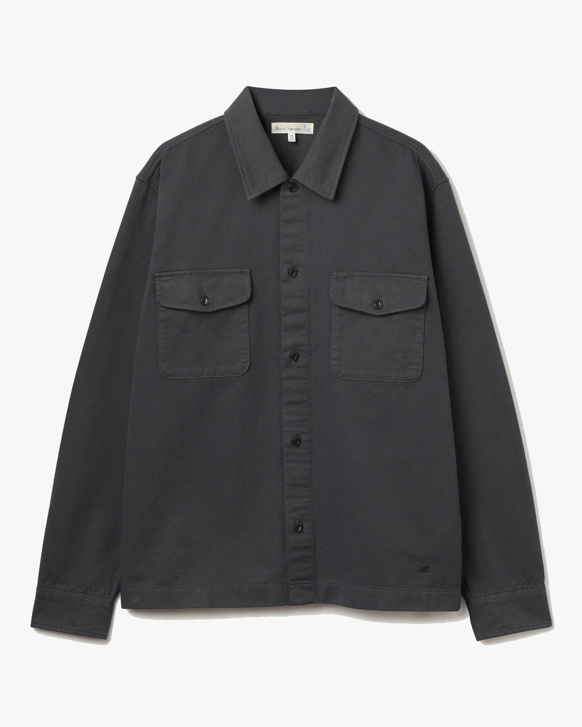 Merz b. Schwanen SHIRT06T Sturdy Workers Cotton Twill Shirt - Charcoal