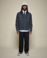 Merz b. Schwanen SHIRT06T Sturdy Workers Cotton Twill Shirt - Charcoal