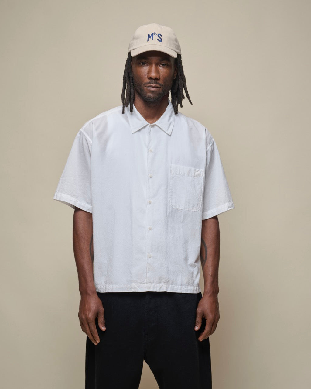 Merz b. Schwanen SHIRT09LP Lightweight Poplin S/S Shirt - White