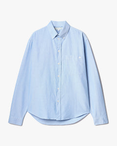 Merz b. Schwanen SHIRT19OX Button-Down Oxford Shirt - Light Blue / White