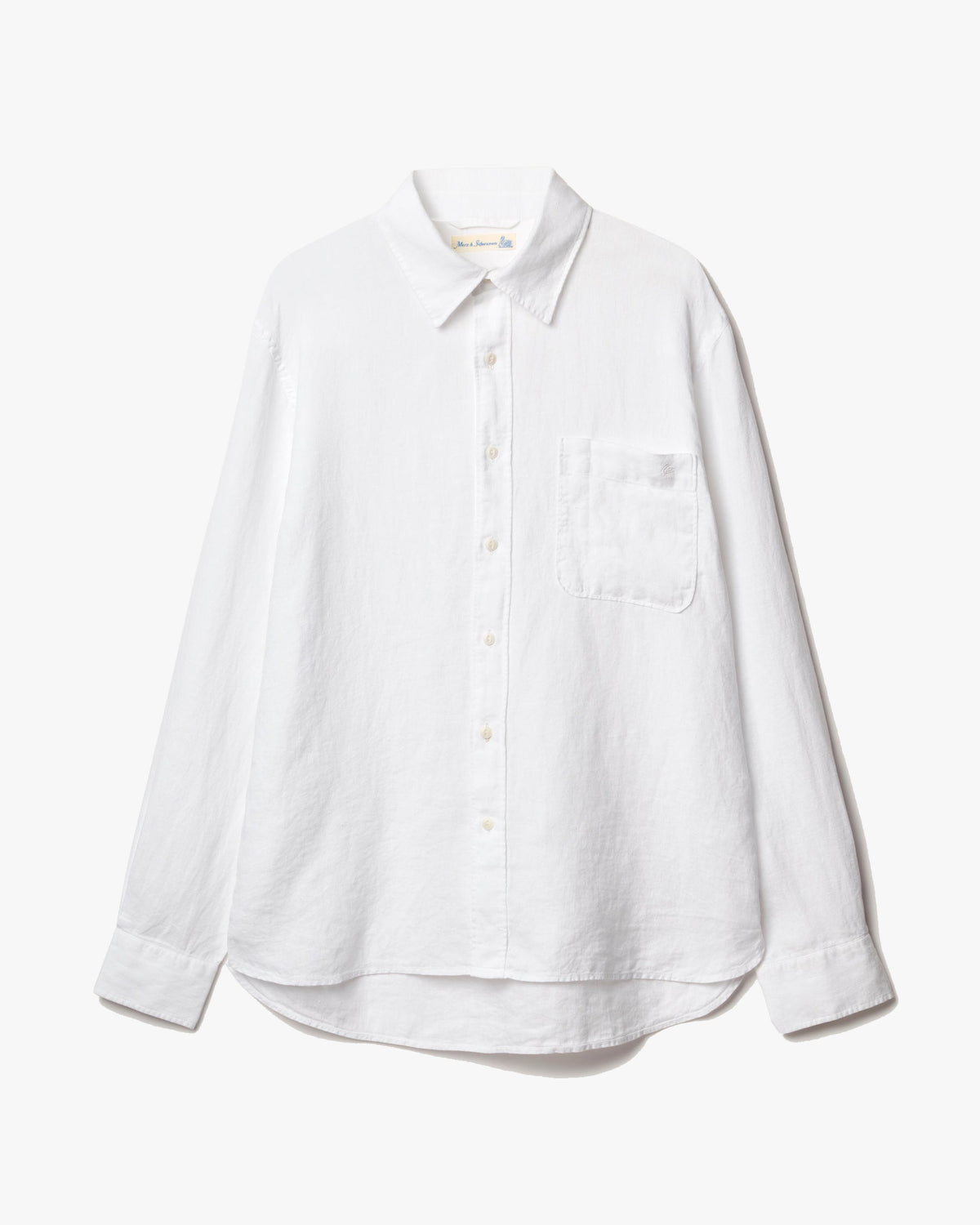 Merz b. Schwanen SHIRT20LI Relaxed Fit Linen Shirt - White