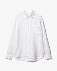 Merz b. Schwanen SHIRT20LI Relaxed Fit Linen Shirt - White