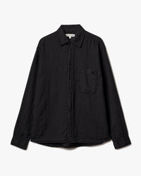 Merz b. Schwanen SHIRT20LI Relaxed Fit Linen Shirt - Deep Black