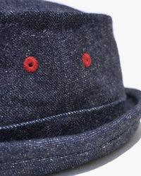 Samurai Jeans SJ401HT-15oz Pork Pie Hat - Indigo | Samurai Jeans Hats | JEANSTORE