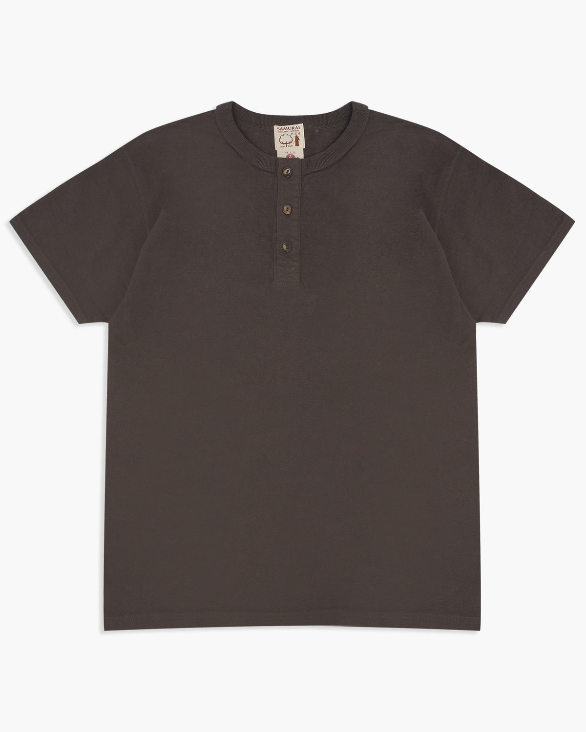 Samurai Jeans SJST-SC02 Japanese Cotton Henley - Kuromame | Samurai Jeans T Shirts | JEANSTORE