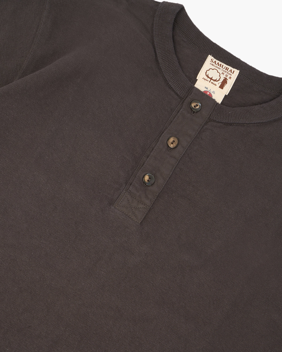 Samurai Jeans SJST-SC02 Japanese Cotton Henley - Kuromame | Samurai Jeans T Shirts | JEANSTORE