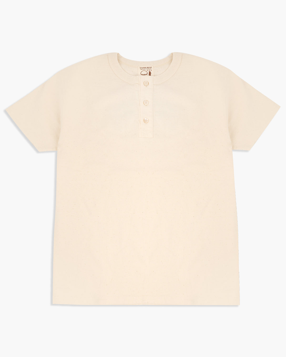 Samurai Jeans SJST-SC02 Japanese Cotton Henley - Natural | Samurai Jeans T Shirts | JEANSTORE