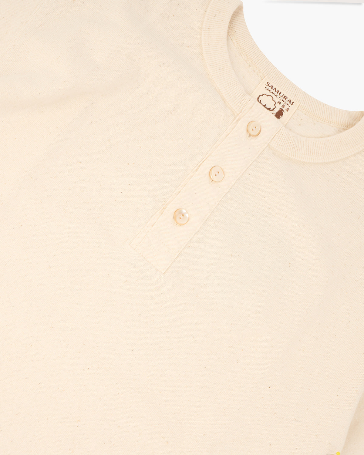 Samurai Jeans SJST-SC02 Japanese Cotton Henley - Natural | Samurai Jeans T Shirts | JEANSTORE