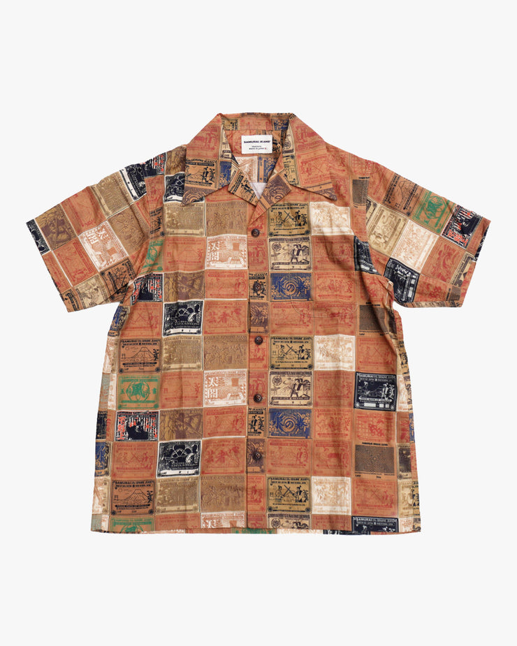 Samurai Jeans SOS23-SPC Printed Leather Patch Shirt - Brown