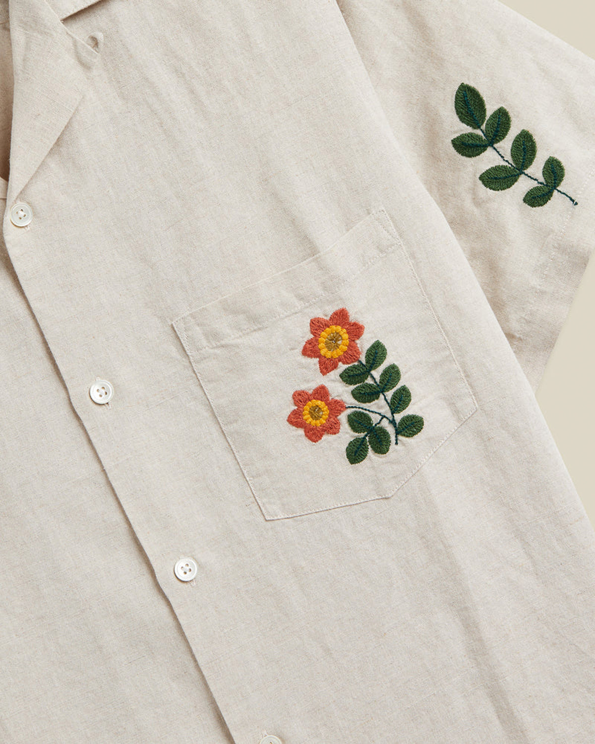 Portuguese Flannel Spring Embroidery Shirt - Ecru