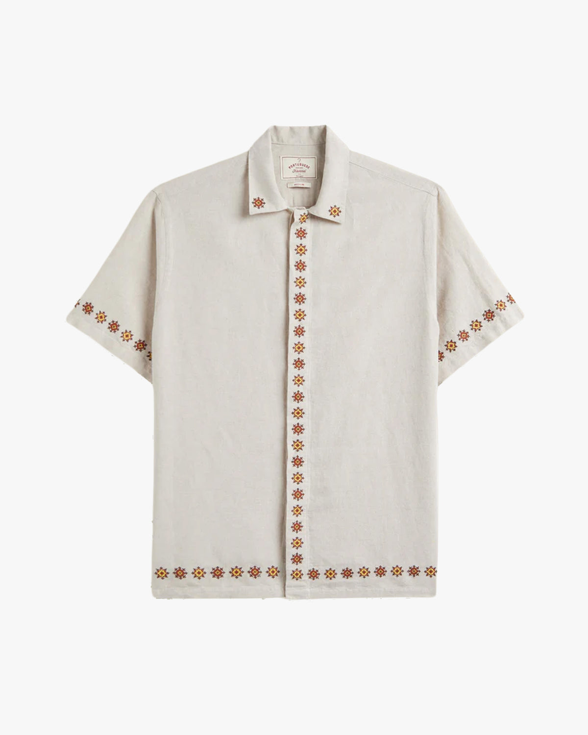 Portuguese Flannel Sprout Embroidery Shirt - Ecru