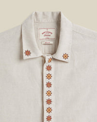 Portuguese Flannel Sprout Embroidery Shirt - Ecru