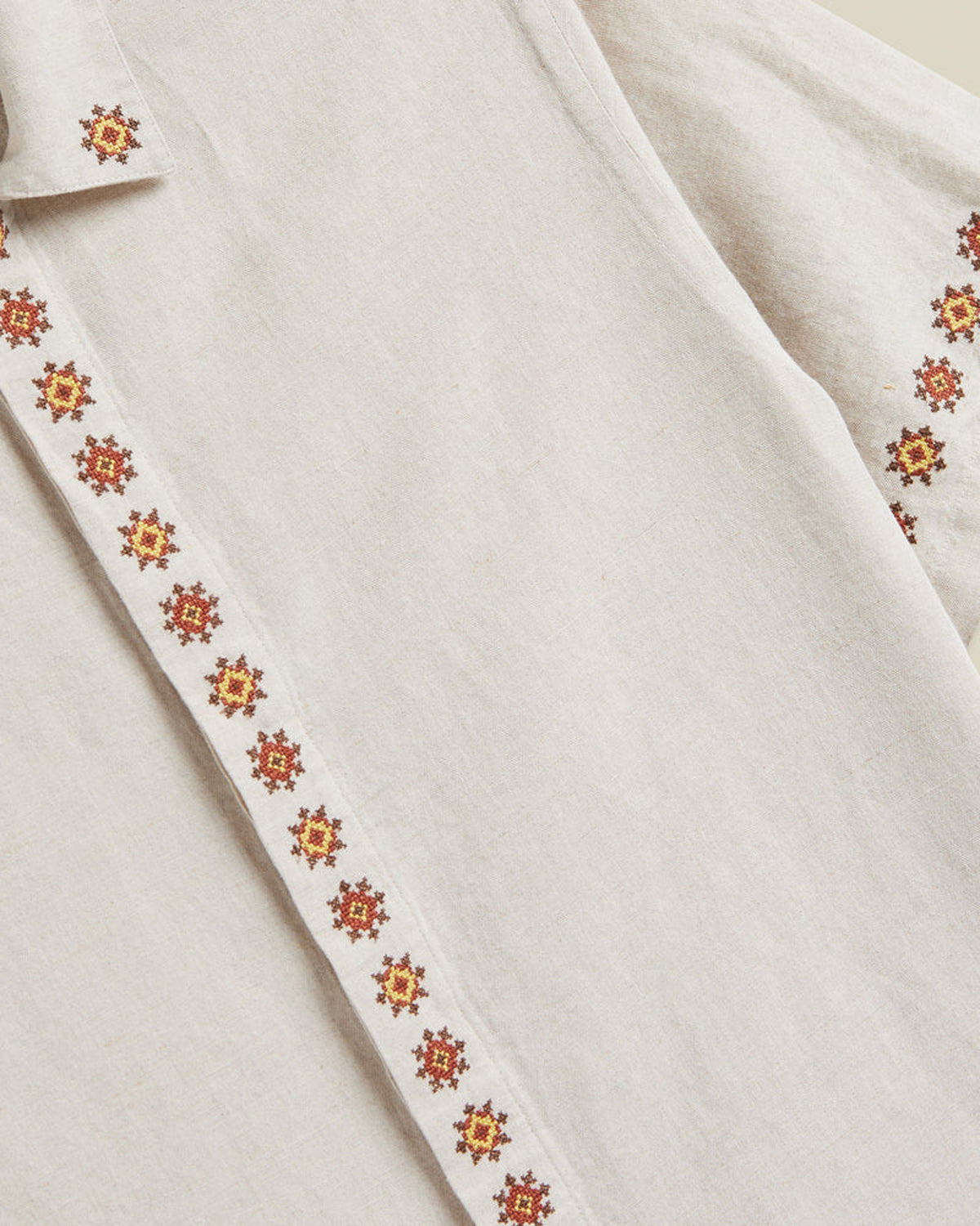 Portuguese Flannel Sprout Embroidery Shirt - Ecru