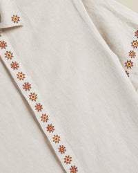Portuguese Flannel Sprout Embroidery Shirt - Ecru