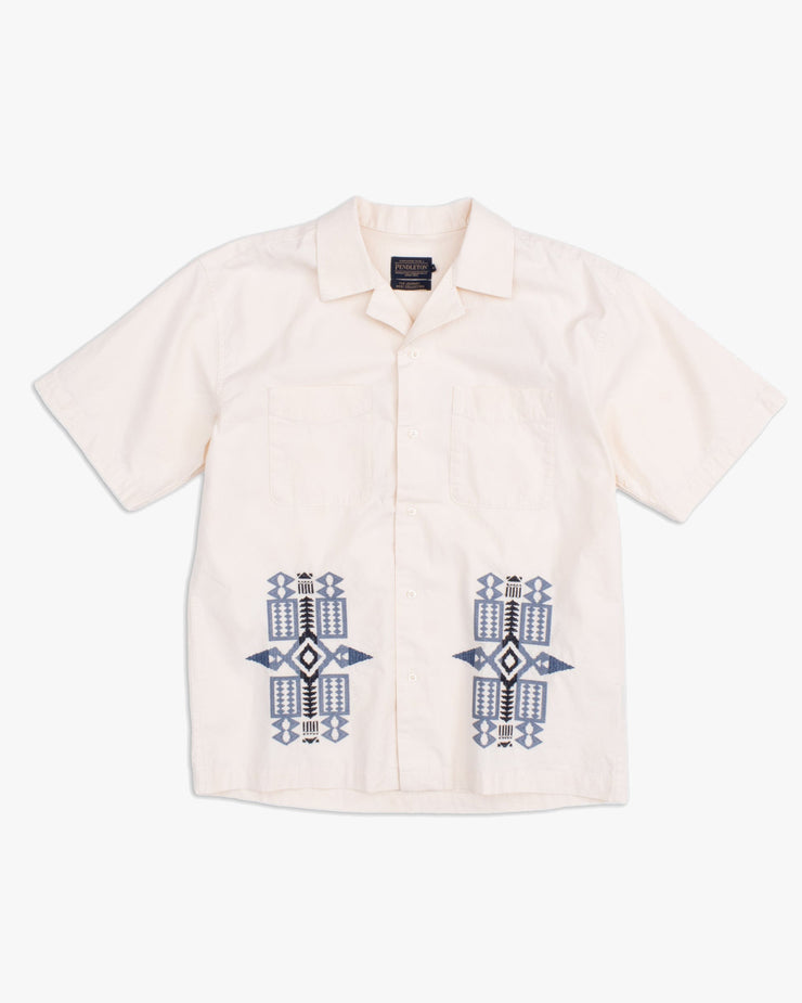 Pendleton Camp Collar Cotton-Linen Shirt - Bone / Fire Legend | Pendleton Shirts | JEANSTORE