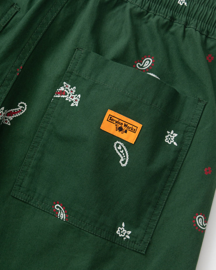 Service Works Paisley Chef Shorts - Forest