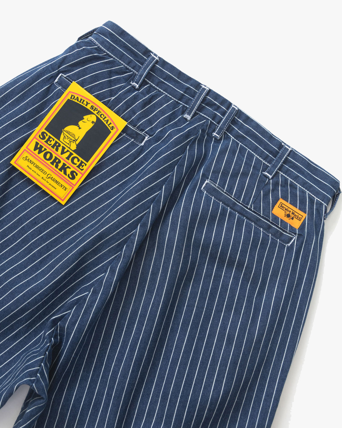 Service Works Pinstripe Denim Part Timer Shorts - Indigo