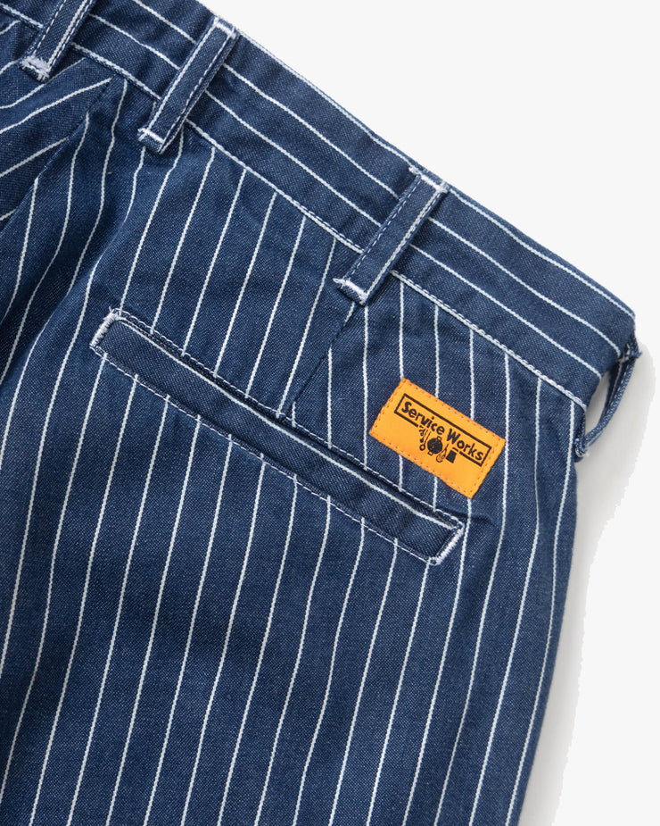 Service Works Pinstripe Denim Part Timer Shorts - Indigo