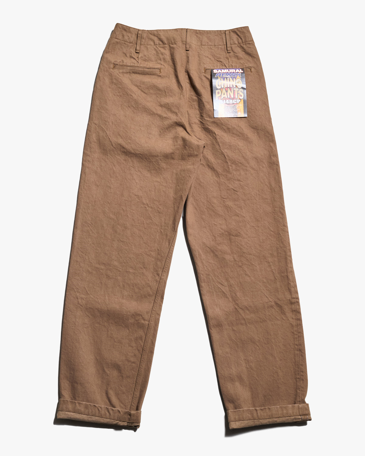Samurai Jeans SJ48CP Wide Straight 15oz Heavy Selvedge Chino Pants - Khaki Onewash