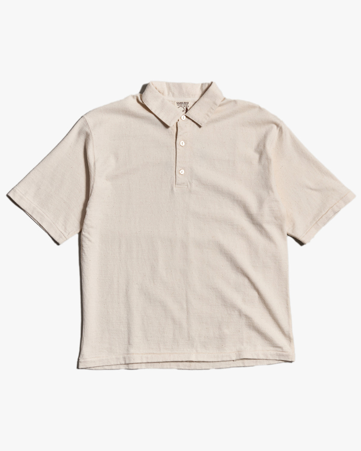 Samurai Jeans SJST-SC04 Japanese Cotton Polo Shirt - Natural