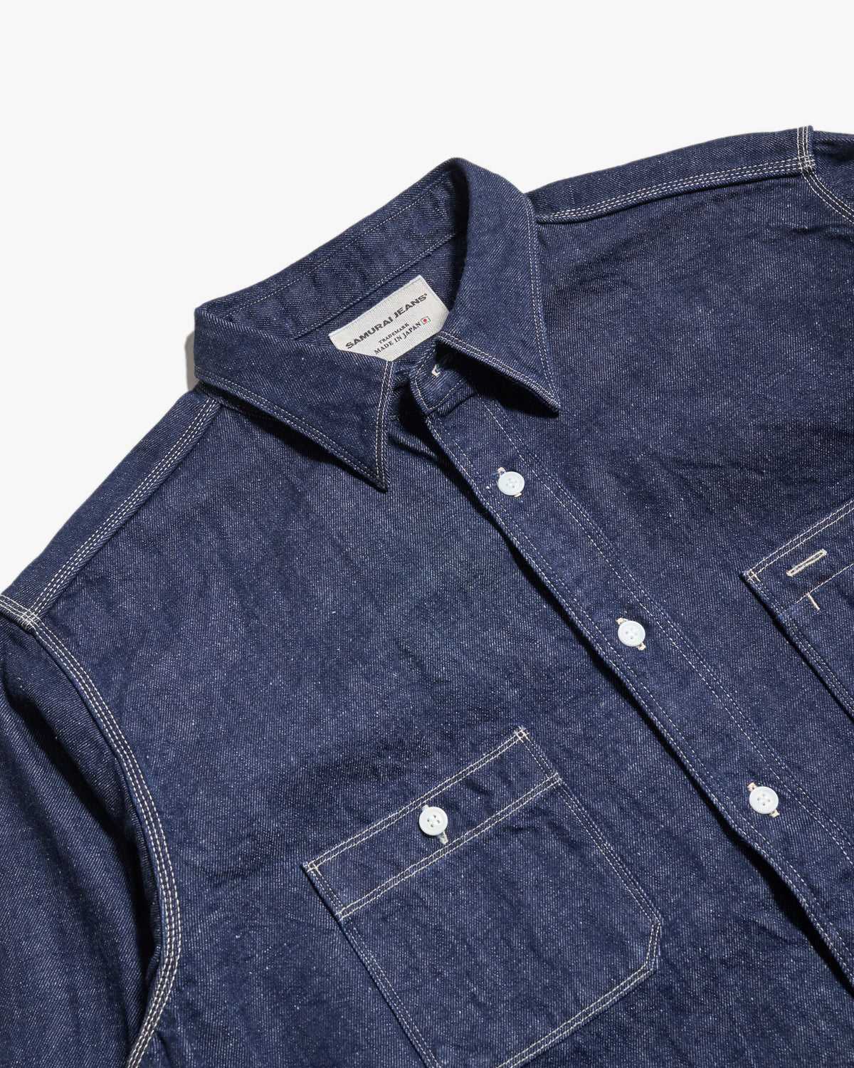Samurai Jeans SJWS-SC02W Western Cut Japanese Selvedge Denim Work Shirt - Indigo | Samurai Jeans Shirts | JEANSTORE