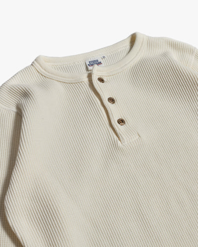Studio D'Artisan 9937 Heavy Thermal L/S Henley Tee - White