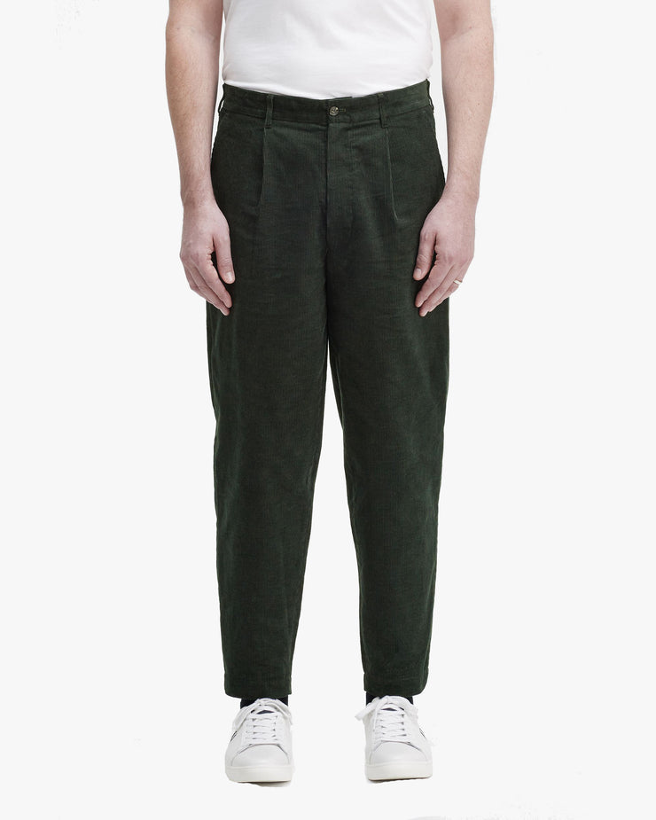 Fred Perry Waffle Cord Tapered Trousers - Night Green