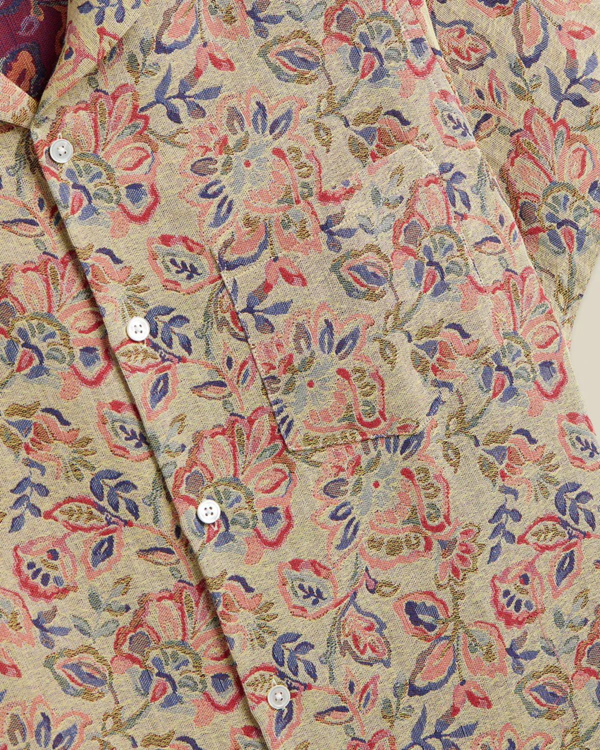 Portuguese Flannel Tapestry Flowers Shirt - Beige