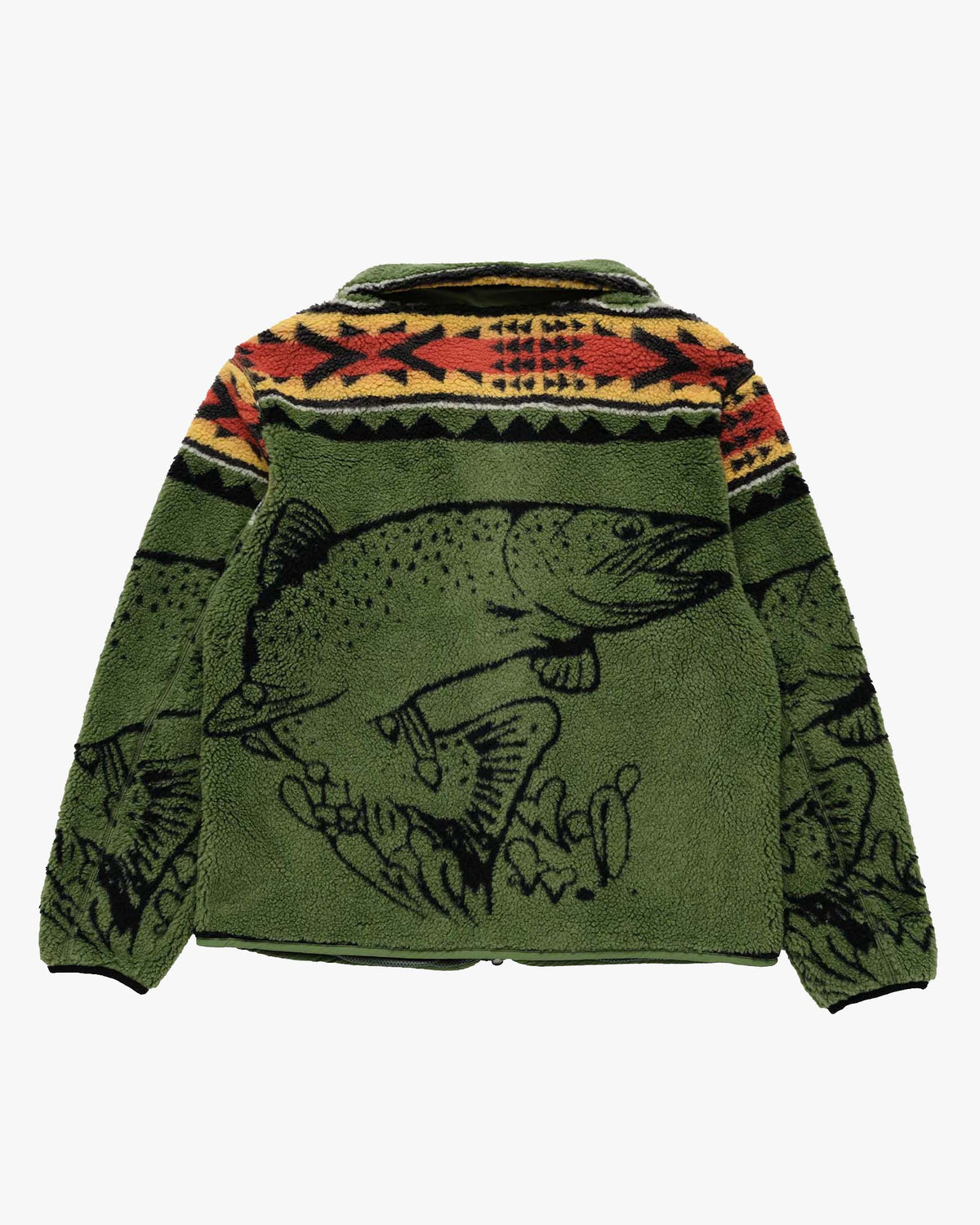 Pendleton Full Zip Jacquard Sherpa Fleece Jacket - Salmon Falls Olive