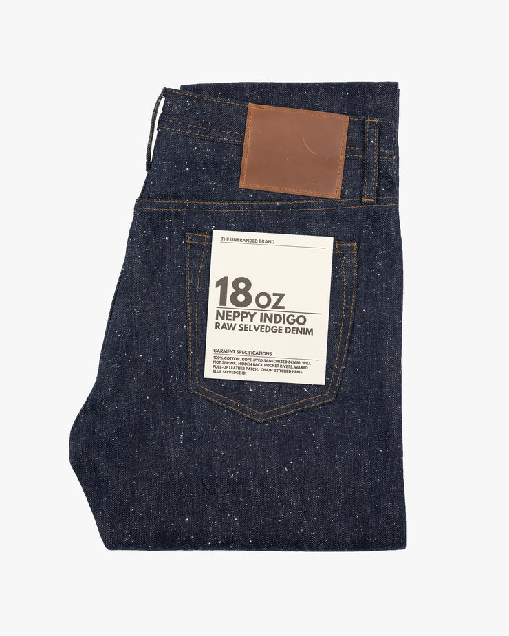 Unbranded UB243 Heavyweight 18oz Neppy Selvedge Tapered Fit Mens Jeans - Indigo