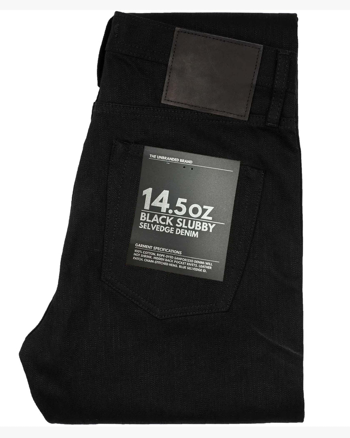 Unbranded UB248 Tapered Fit Mens Jeans - 14.5oz Slubby Black Selvedge