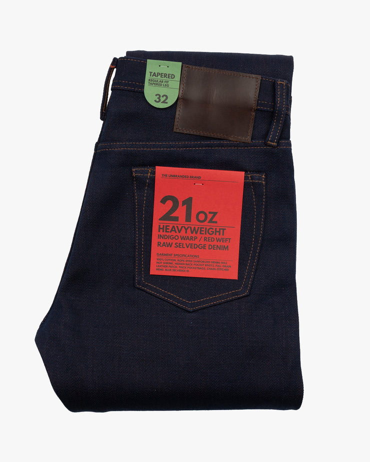 Unbranded UB291 Tapered Fit Mens Jeans - 21oz Heavy Red Weft Selvedge